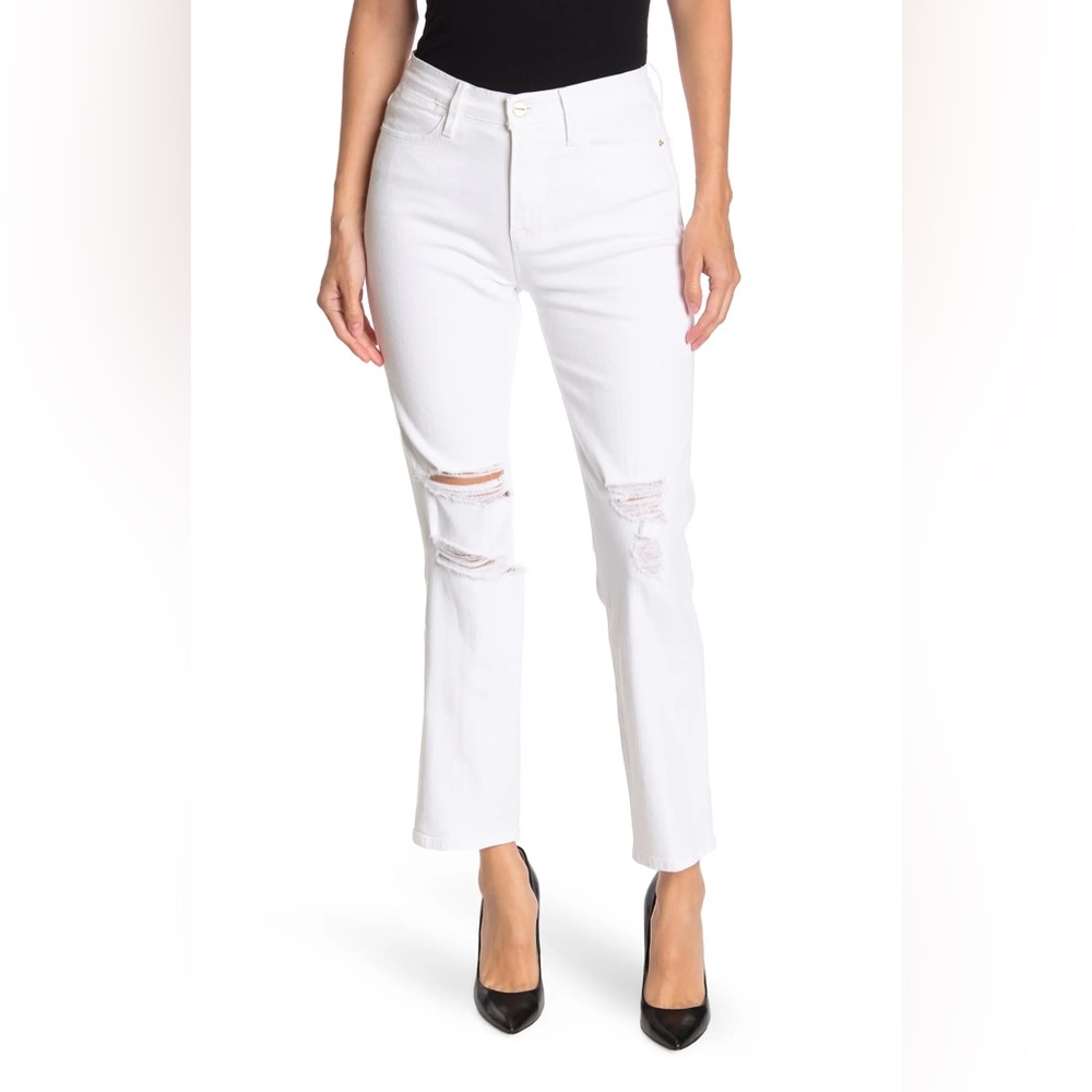 NWT FRAME DENIM Le High Ankle Straight Leg White Distressed Jeans | All Sizes